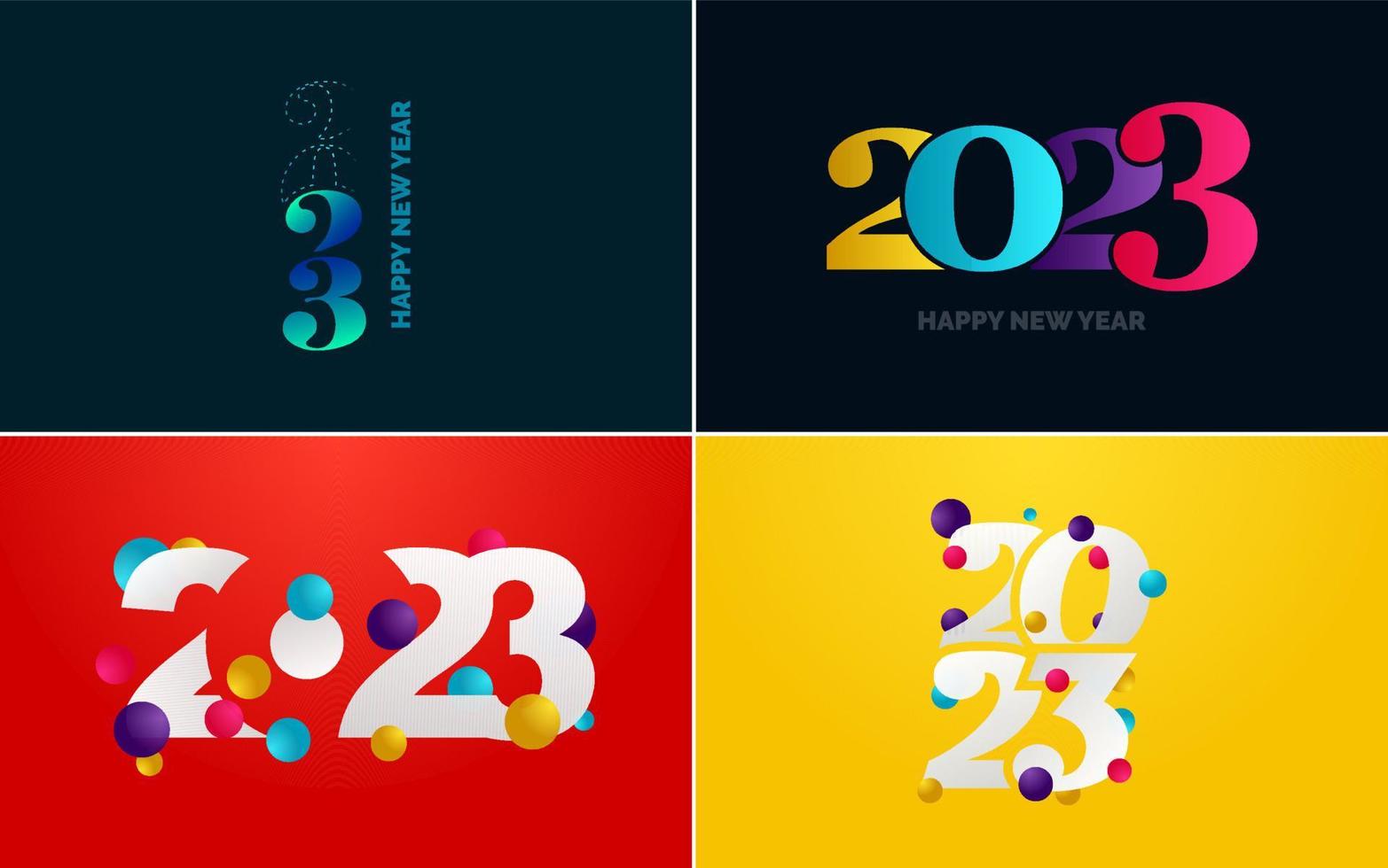 stor uppsättning av 2023 Lycklig ny år logotyp text design. 2023 siffra design mall. samling av 2023 Lycklig ny år symboler vektor