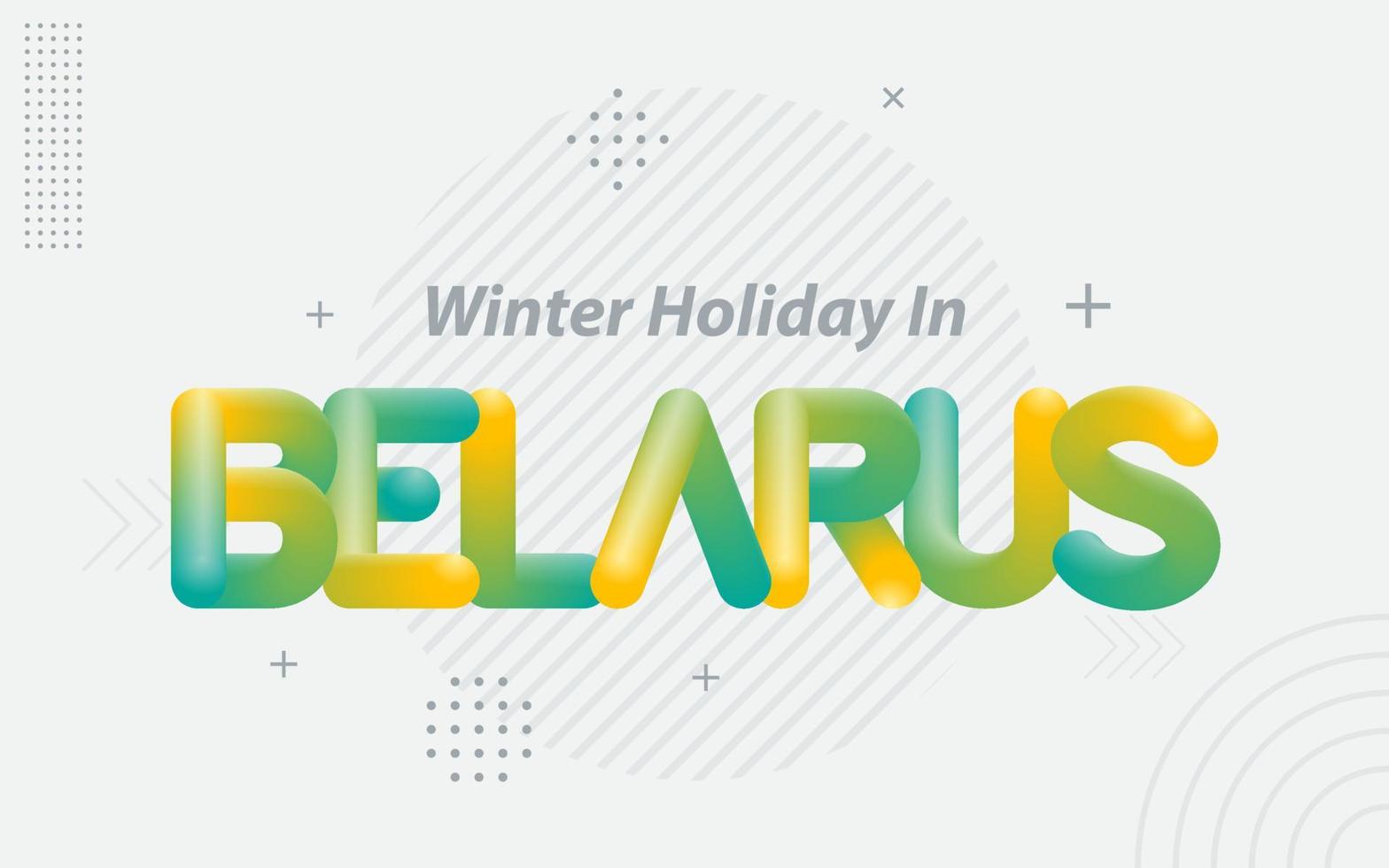 Winterurlaub in Weißrussland. kreative typografie mit 3d-mischeffekt vektor