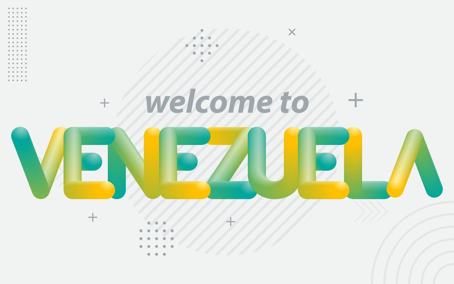 Välkommen till venezuela. kreativ typografi med 3d blandning effekt vektor