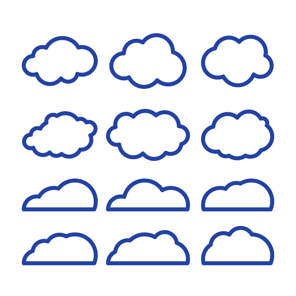 Wolkenlinie Kunstvektorikone. Speicherlösungselement, Datenbanken, Netzwerk, Software-Image, Cloud- und Meteorologiekonzept. Vektorlinienkunstillustration lokalisiert auf weißem Hintergrund vektor