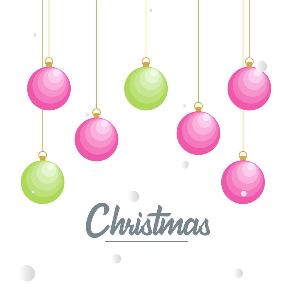 platt glad jul glansig dekorativ boll element hängande bakgrund vektor
