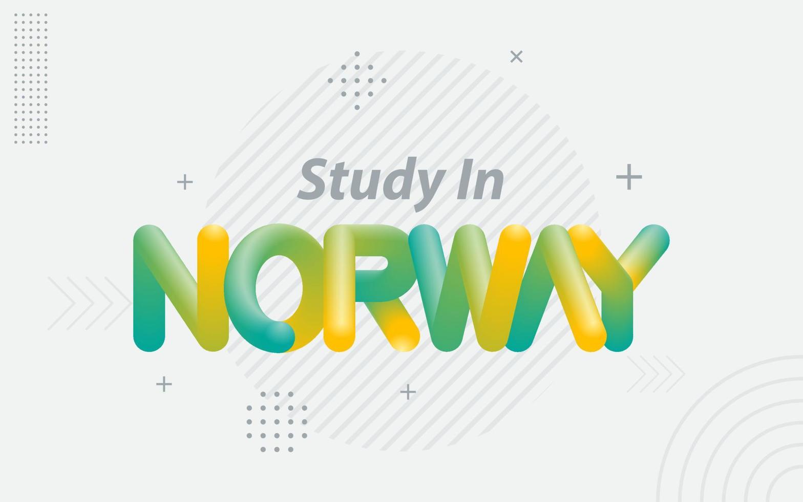 studieren in norwegen. kreative typografie mit 3d-mischeffekt vektor
