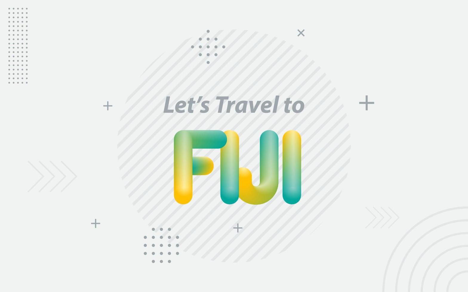 Lass uns nach Fidschi reisen. kreative typografie mit 3d-mischeffekt vektor