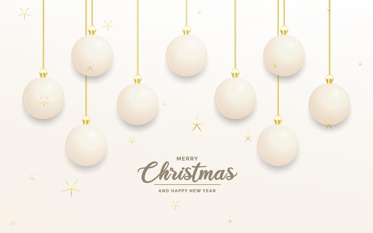 festlig jul dekoration vit och guld jul bollar för hemsida. social nätverk. blog eller din video kanal vektor