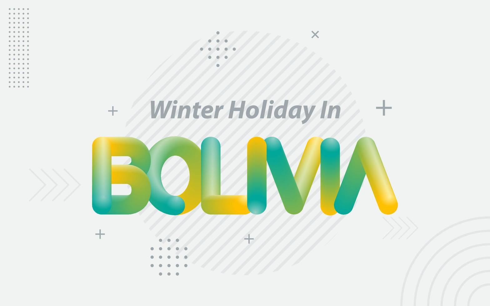 Winterurlaub in Bolivien. kreative typografie mit 3d-mischeffekt vektor