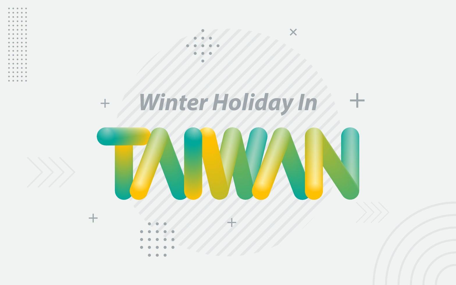 Winterurlaub in Taiwan. kreative typografie mit 3d-mischeffekt vektor