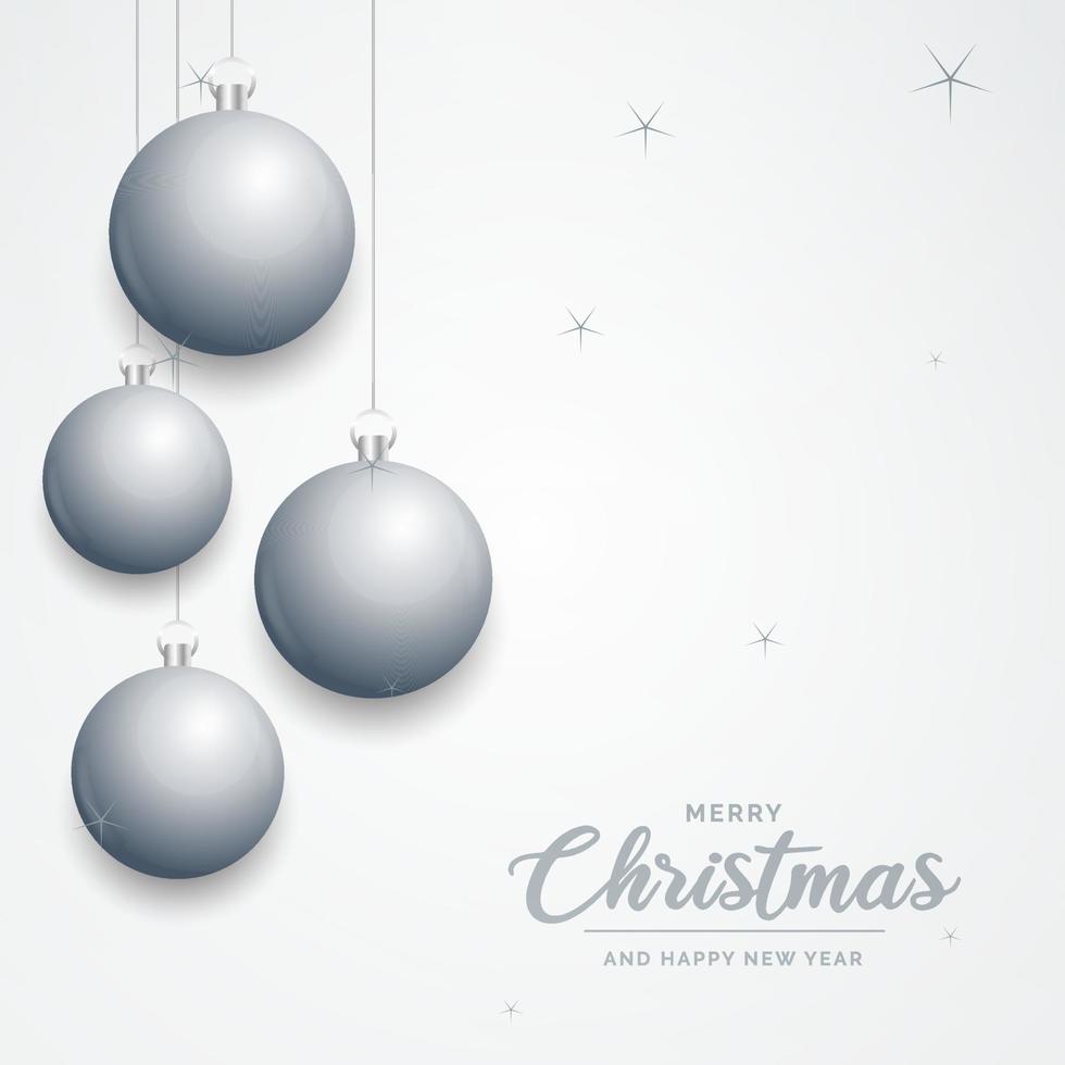elegant skinande vit jul bakgrund med silver- grannlåt och plats för text vektor