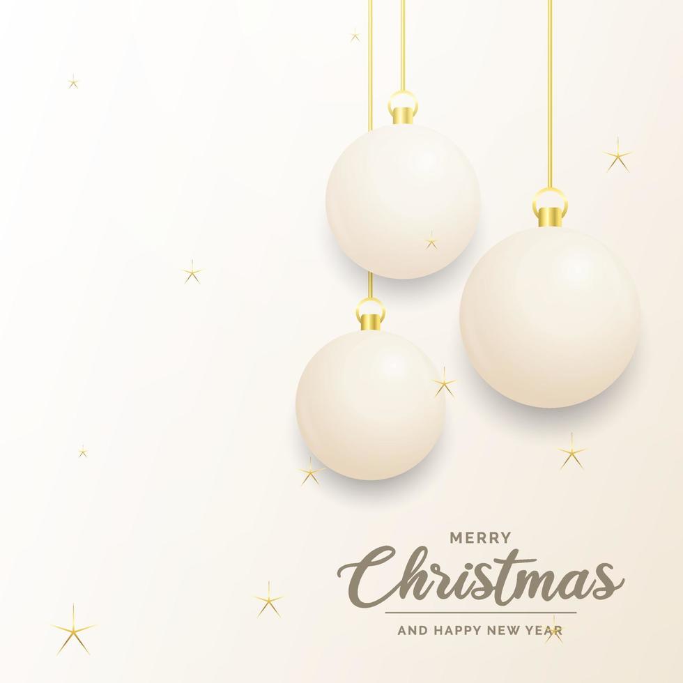 festliche weihnachtsdekoration weiße und goldene weihnachtskugeln für website. soziale Netzwerke. Blog oder Ihren Videokanal vektor