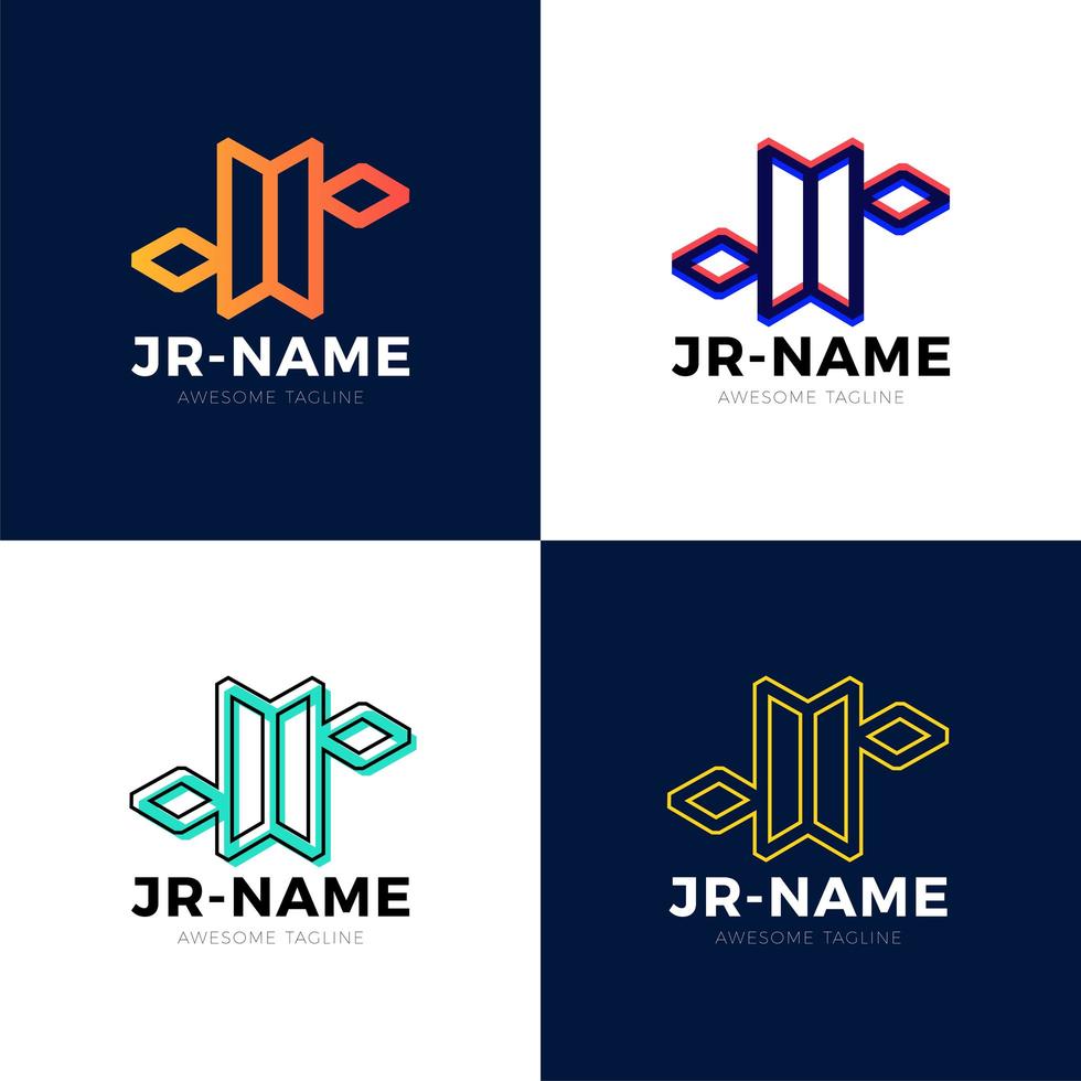 jr monogram logo inspirations set, vektor bokstäver logotyp mall. rena och kreativa mönster