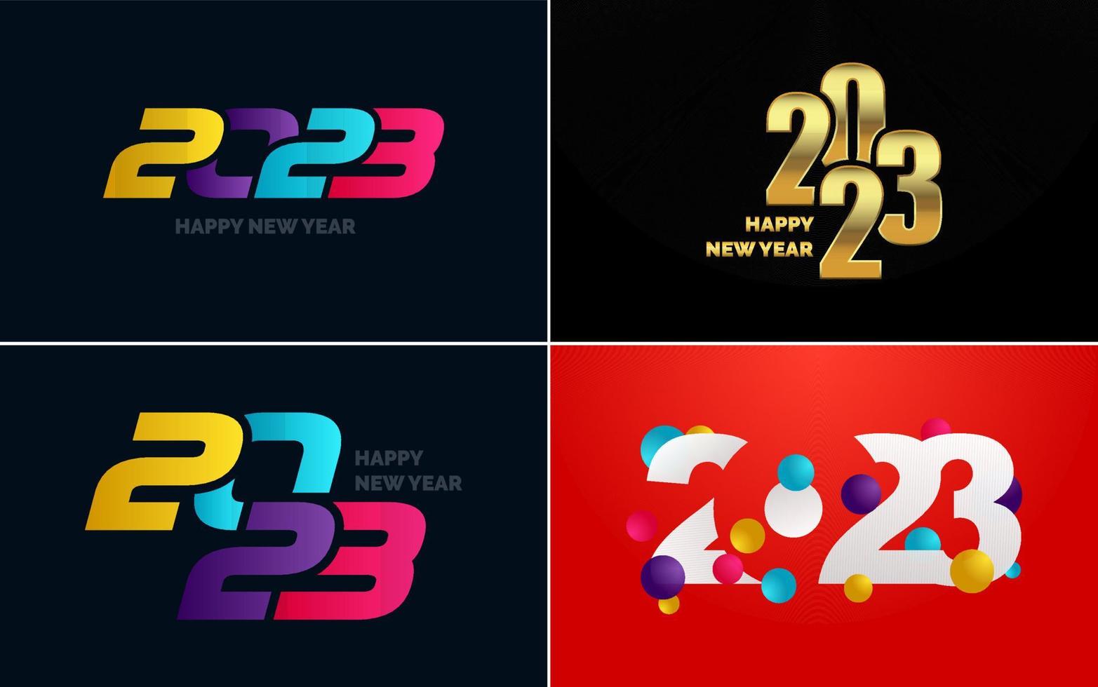 großes Set 2023 frohes neues Jahr schwarzes Logo-Textdesign. 20 23 Zahlenentwurfsvorlage. sammlung von symbolen von 2023 guten rutsch ins neue jahr vektor