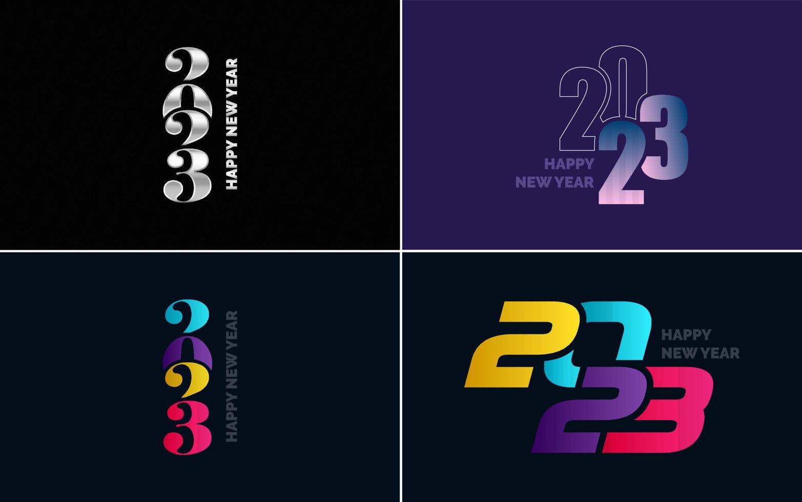 Lycklig ny år 2023 text design. omslag av företag dagbok för 2023 med lyckönskningar. broschyr design mall. kort. baner vektor