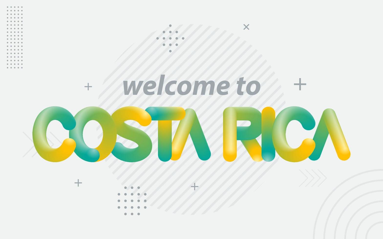 Willkommen in Costa Rica. kreative typografie mit 3d-mischeffekt vektor