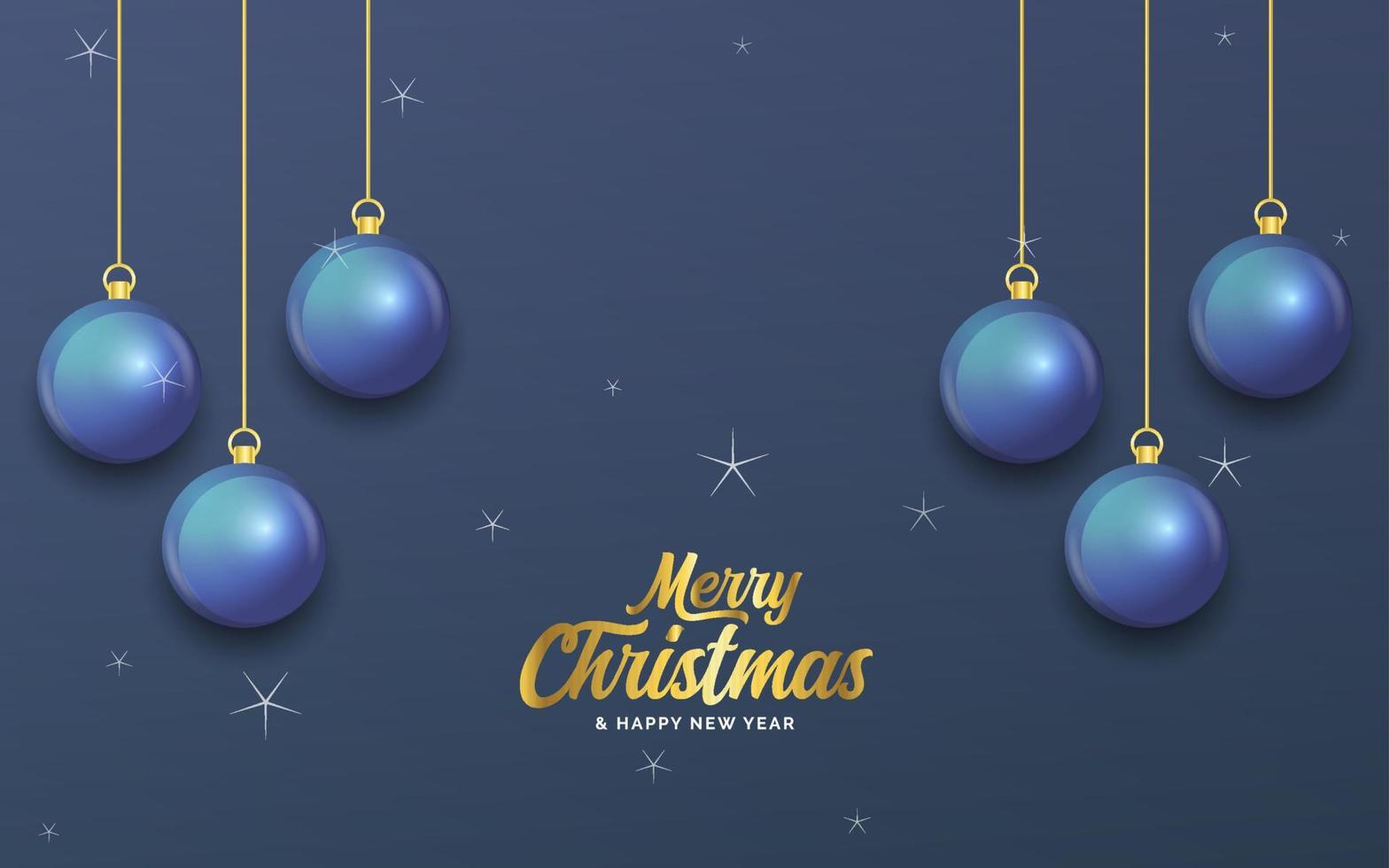 frohe weihnachten dunkelblaues banner mit kugeln. Weihnachtskarte vektor