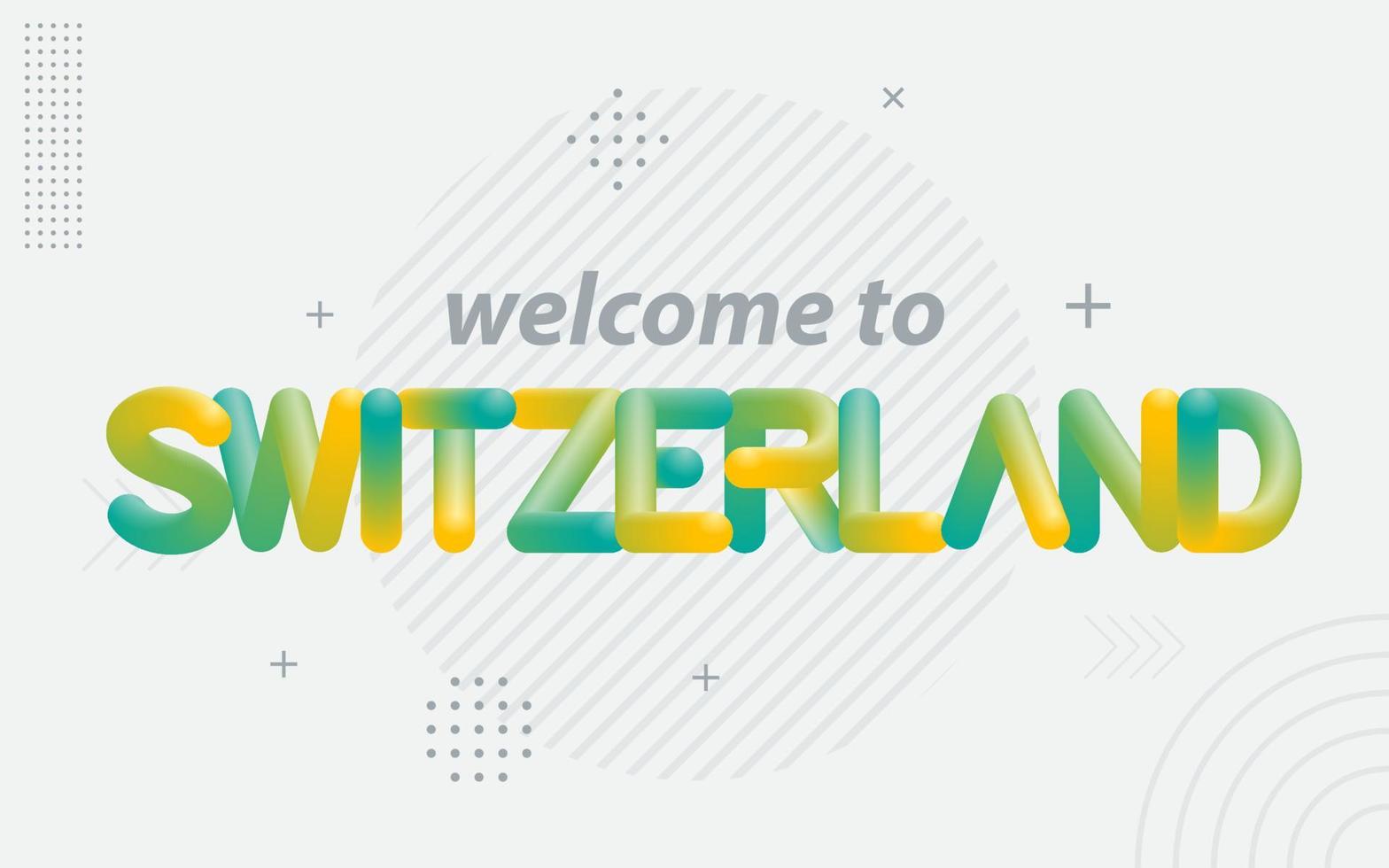 Välkommen till schweiz. kreativ typografi med 3d blandning effekt vektor