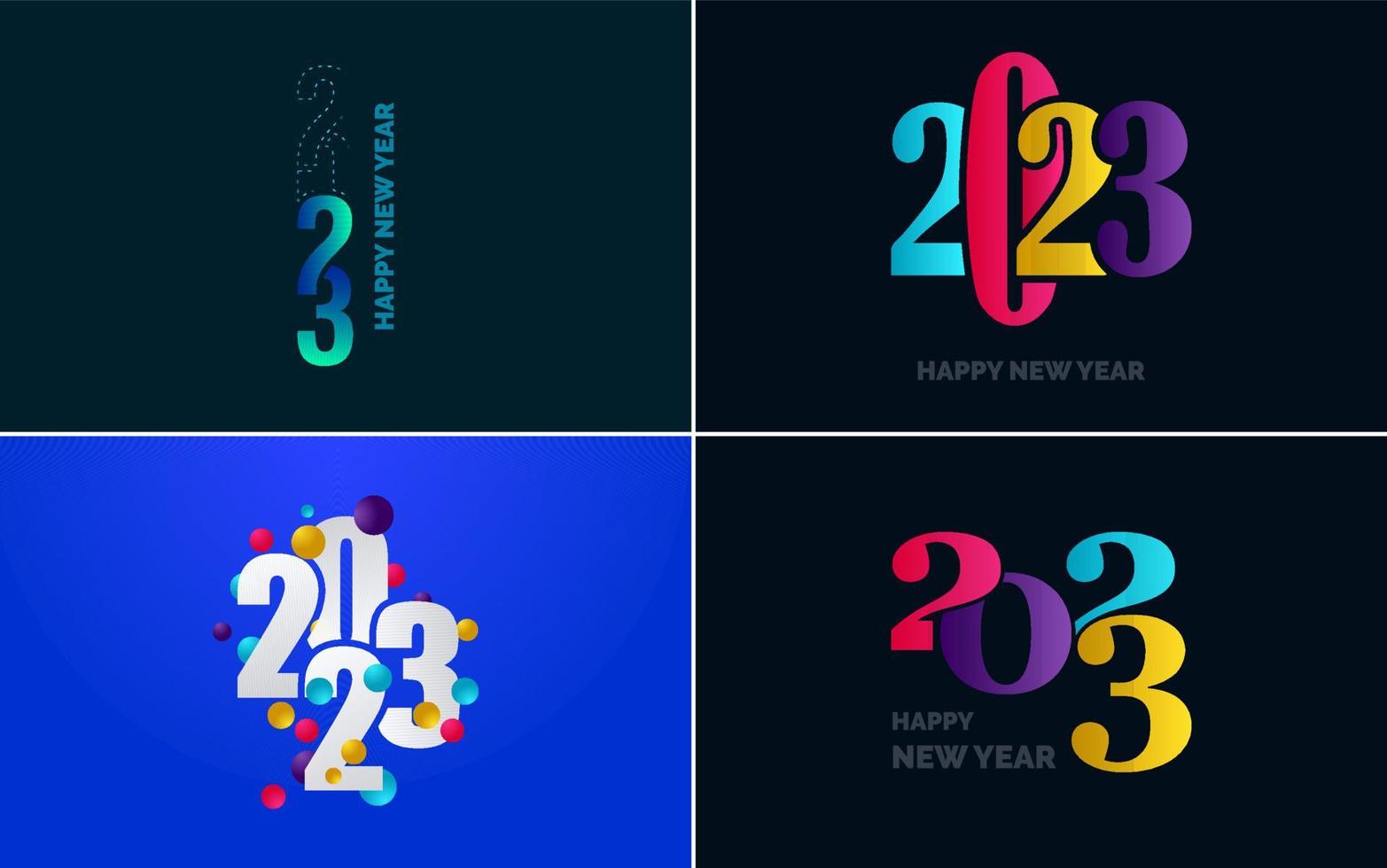 großes Set 2023 frohes neues Jahr schwarzes Logo-Textdesign. 20 23 Zahlenentwurfsvorlage. sammlung von symbolen von 2023 guten rutsch ins neue jahr vektor