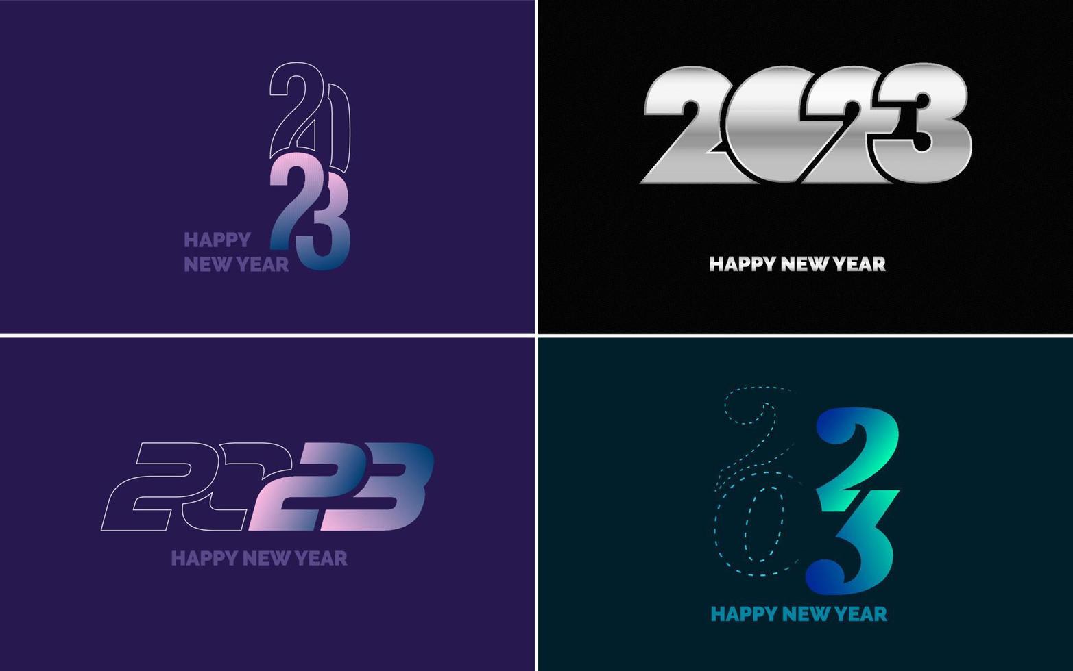 Satz von Logo-Design 2023 frohes neues Jahr. 2023 Zahlenentwurfsvorlage. weihnachtsdekor 2023 frohes neues jahr symbole. modernes weihnachtsdesign für banner. Soziales Netzwerk. Umschlag und Kalender vektor