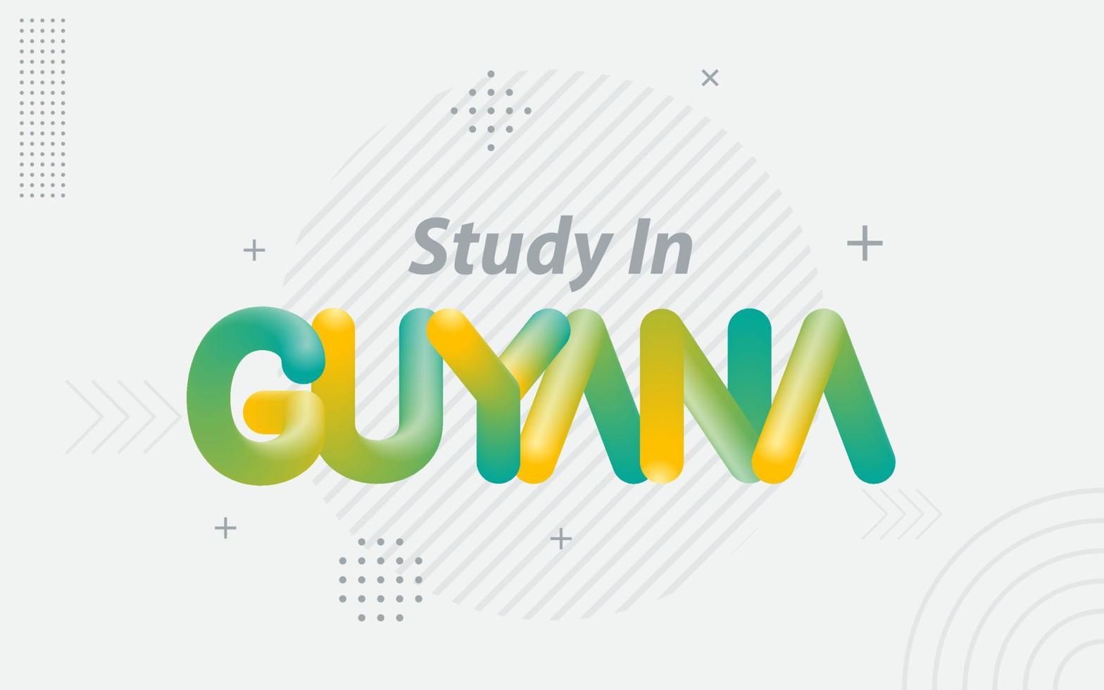Studieren in Guyana. kreative typografie mit 3d-mischeffekt vektor