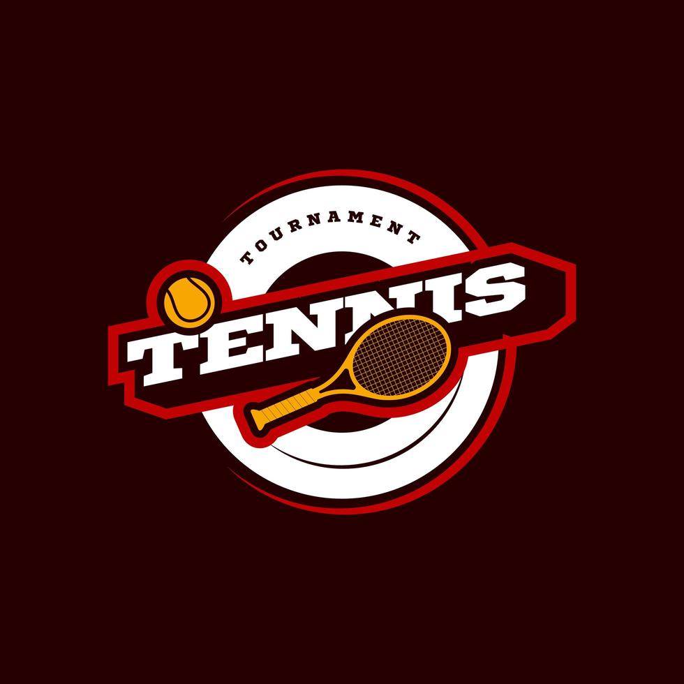 moderner Profisport-Typografie-Logo des Tennisvektors im Retro-Stil. Vektor-Design Emblem, Abzeichen und sportliche Vorlage Logo-Design vektor