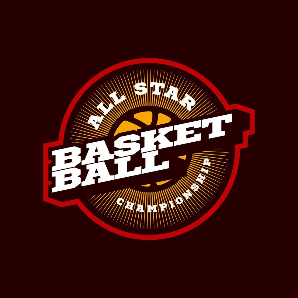 modern professionell typografi basket sport retro stil vektor emblem och mall logo design. roliga hälsningar för kläder, kort, märke, ikon, vykort, banner, tagg, klistermärken, tryck