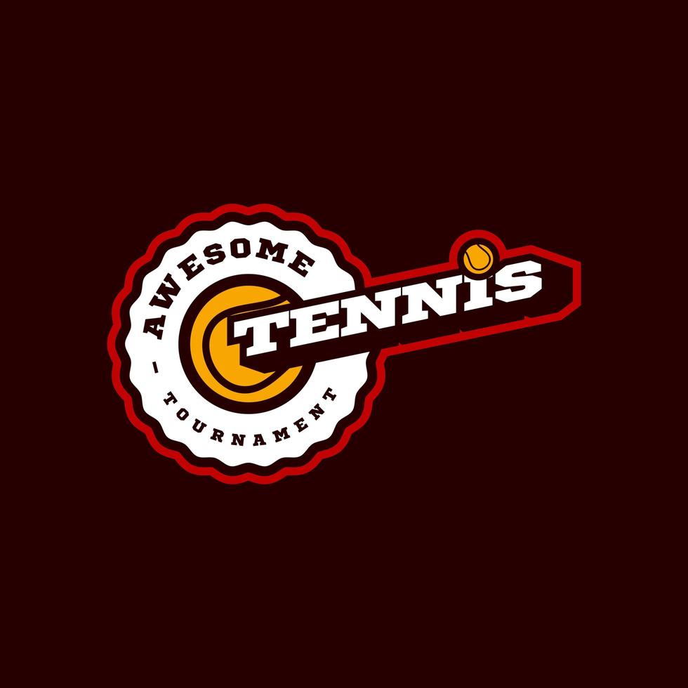 tennis vektor modern professionell sport typografi logotyp i retrostil. vektor design emblem, badge och sportig mall logo design