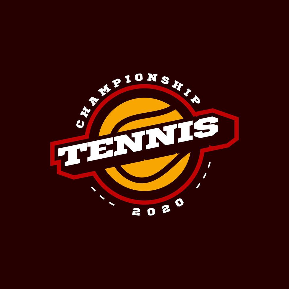 moderner Profisport-Typografie-Logo des Tennisvektors im Retro-Stil. Vektor-Design Emblem, Abzeichen und sportliche Vorlage Logo-Design vektor