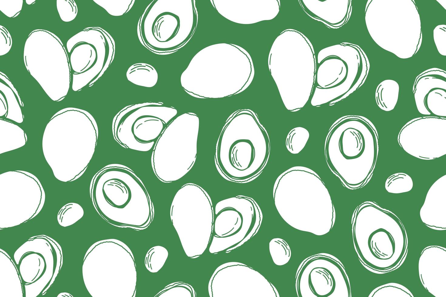 avokado sömlösa mönster. tecknad hand rita avokado vektorillustration på isolerad grön bakgrund vektor