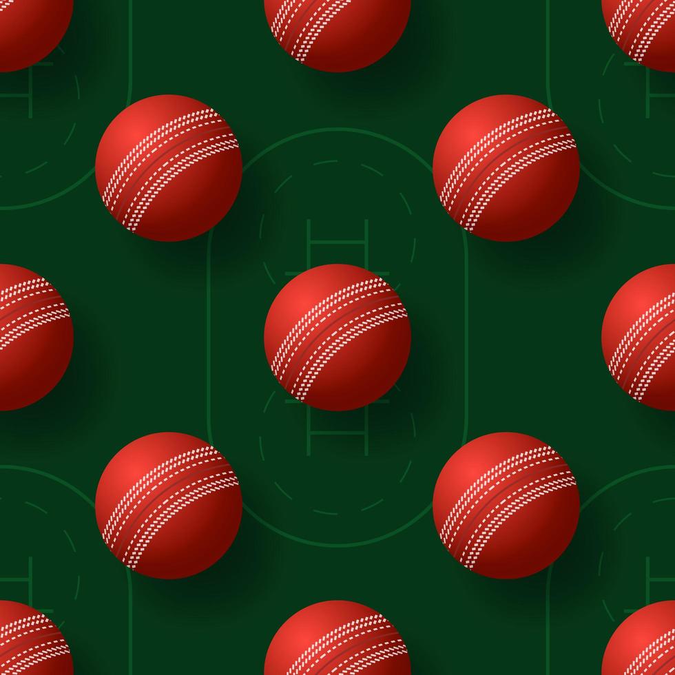 cricketboll sömlös pettern vektorillustration. realistisk cricketboll sömlös mönster design vektor