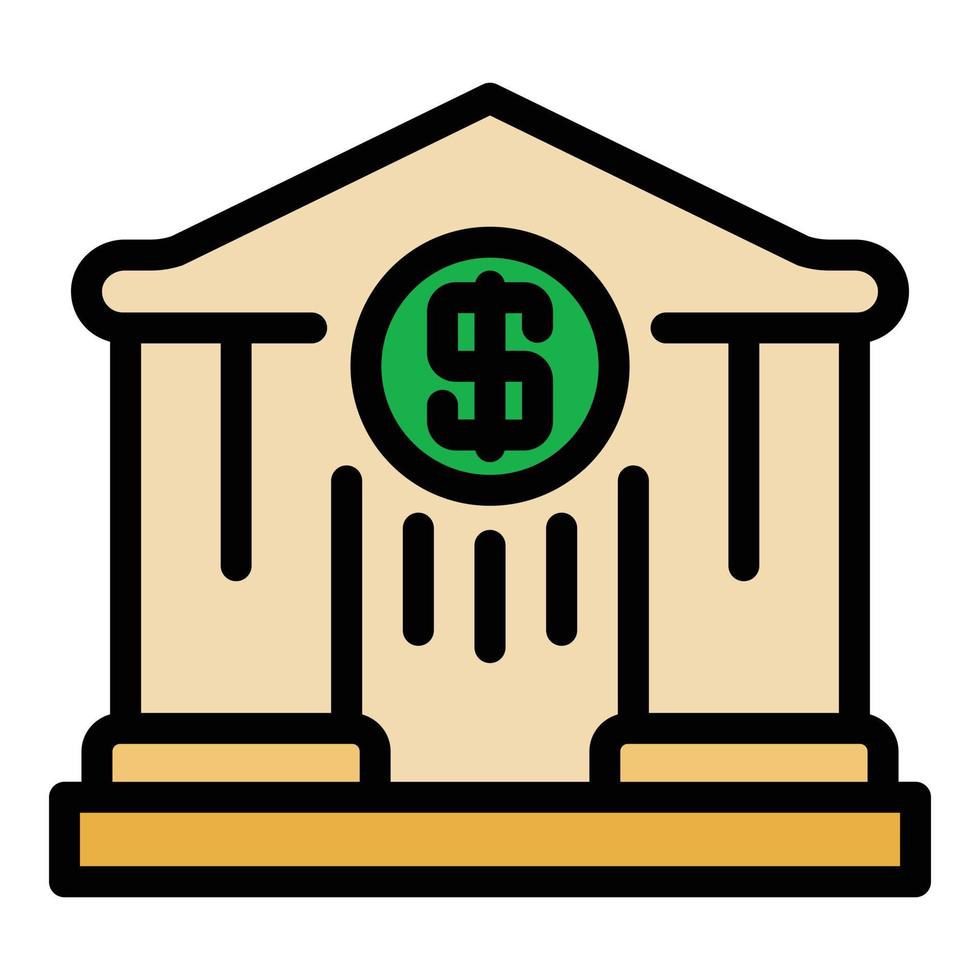 investera Bank ikon Färg översikt vektor