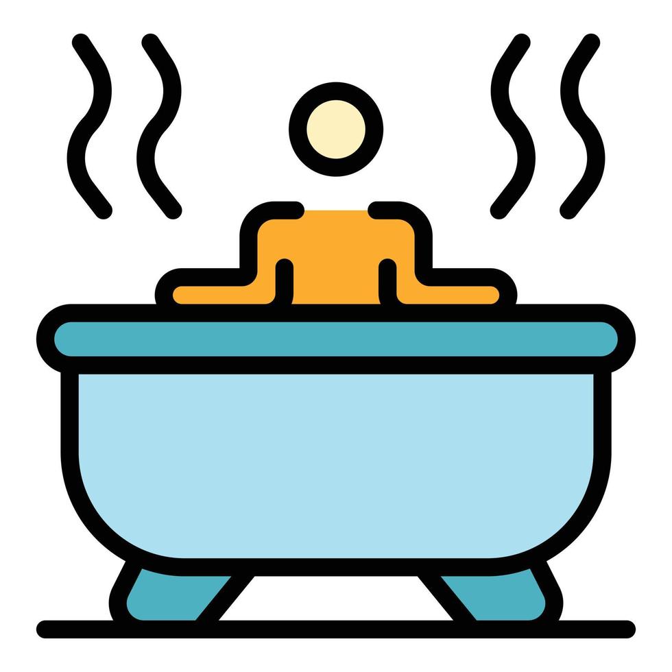 Selbstversorgung heiße Badewanne Symbol Farbe Umriss Vektor