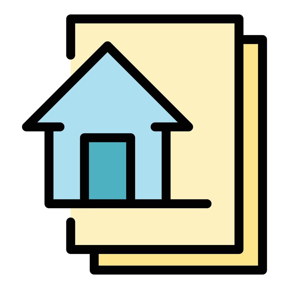 Home-Office-Papiere Symbolfarbe Umrissvektor vektor