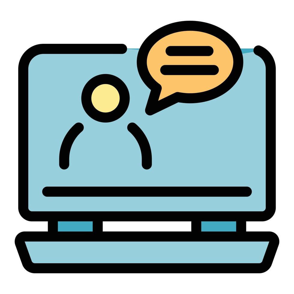 Video-Chat-Online-Meeting-Symbol Farbumrissvektor vektor