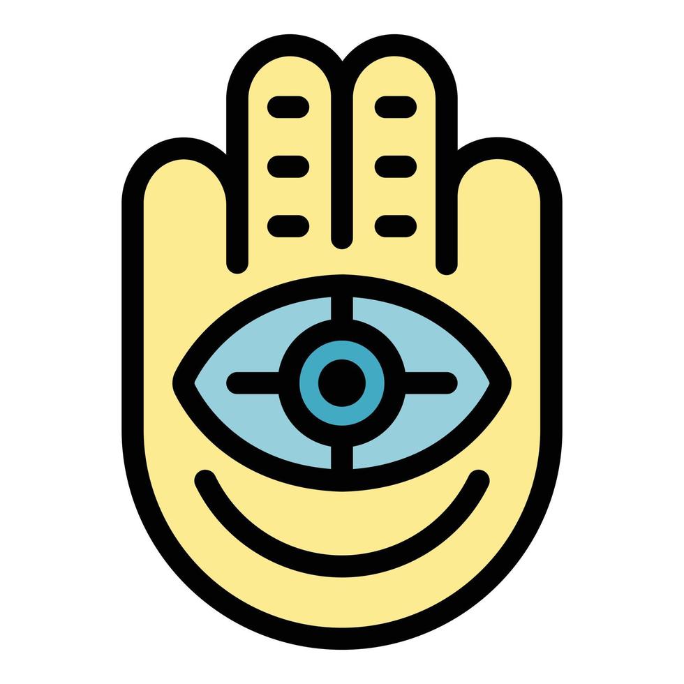 hand öga amulett ikon Färg översikt vektor