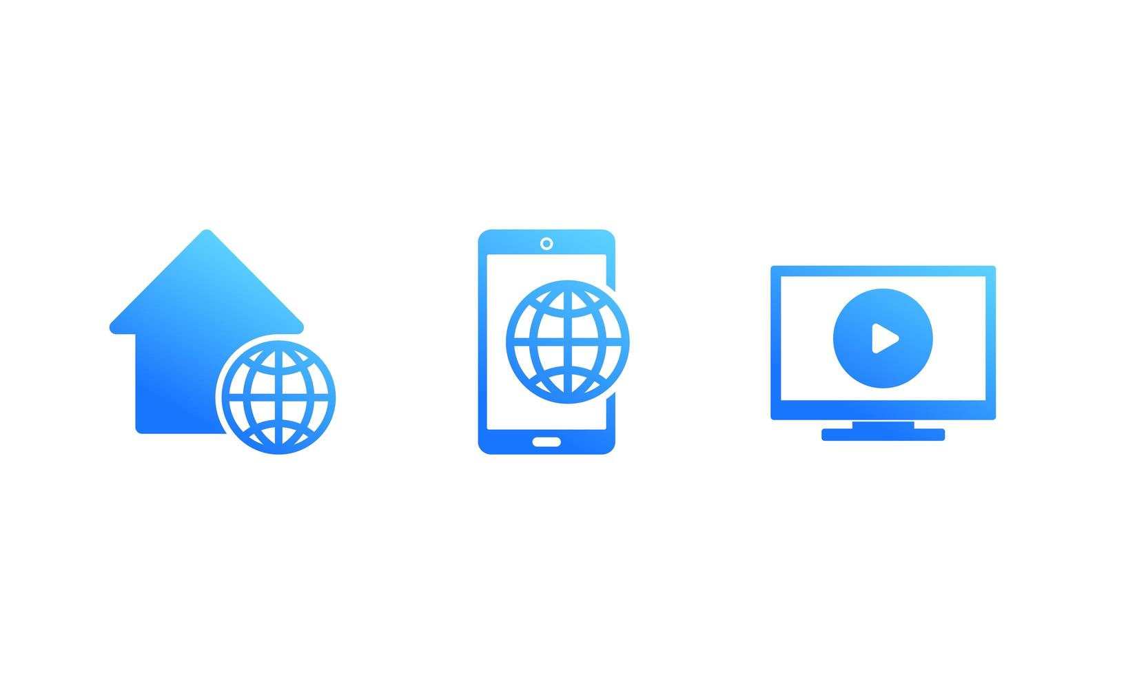 Home-Internet, mobiler Verkehr und Symbole für Smart-TV-Anbieter vektor