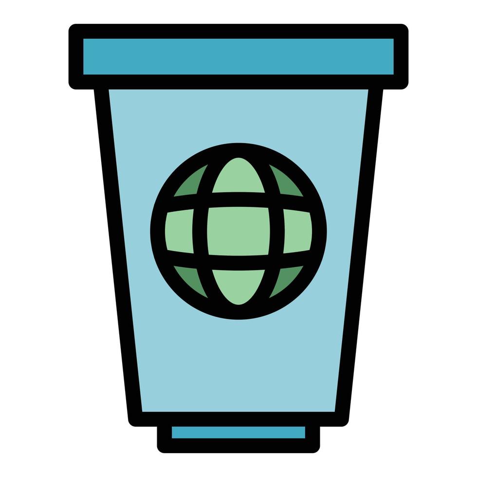 global eco plast ikon Färg översikt vektor