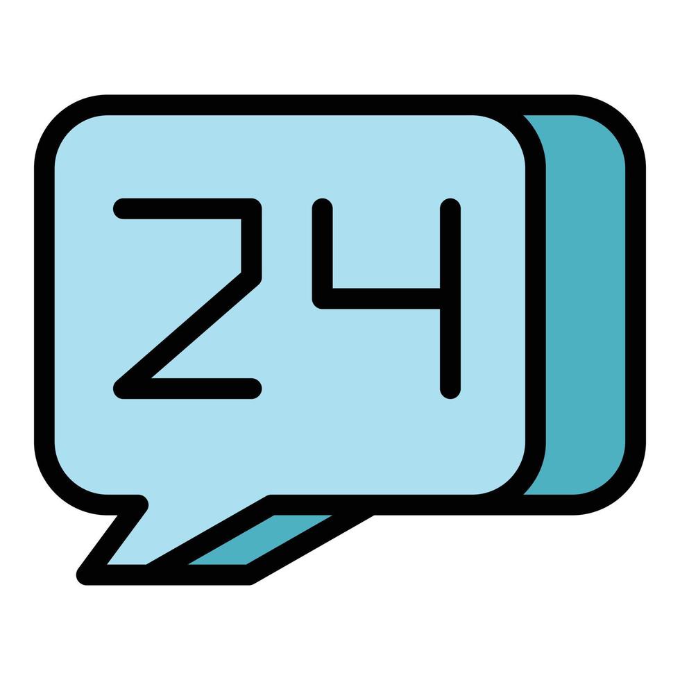 24-Stunden-Chat-Support-Symbol Farbumrissvektor vektor