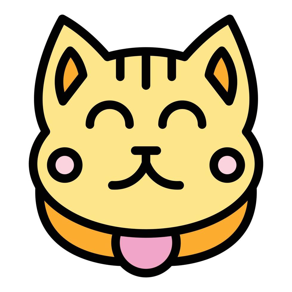 asiatische Katze Symbol Farbe Umriss Vektor