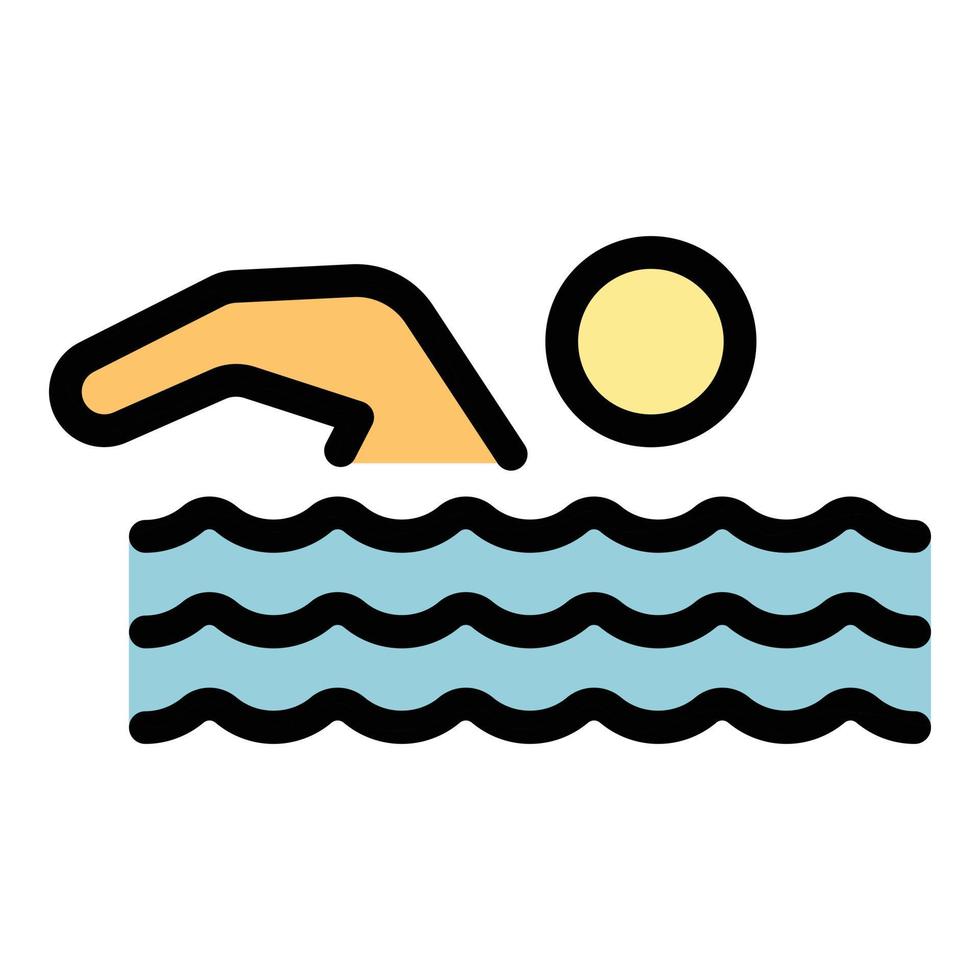Schwimmen Mann Symbol Farbe Umriss Vektor