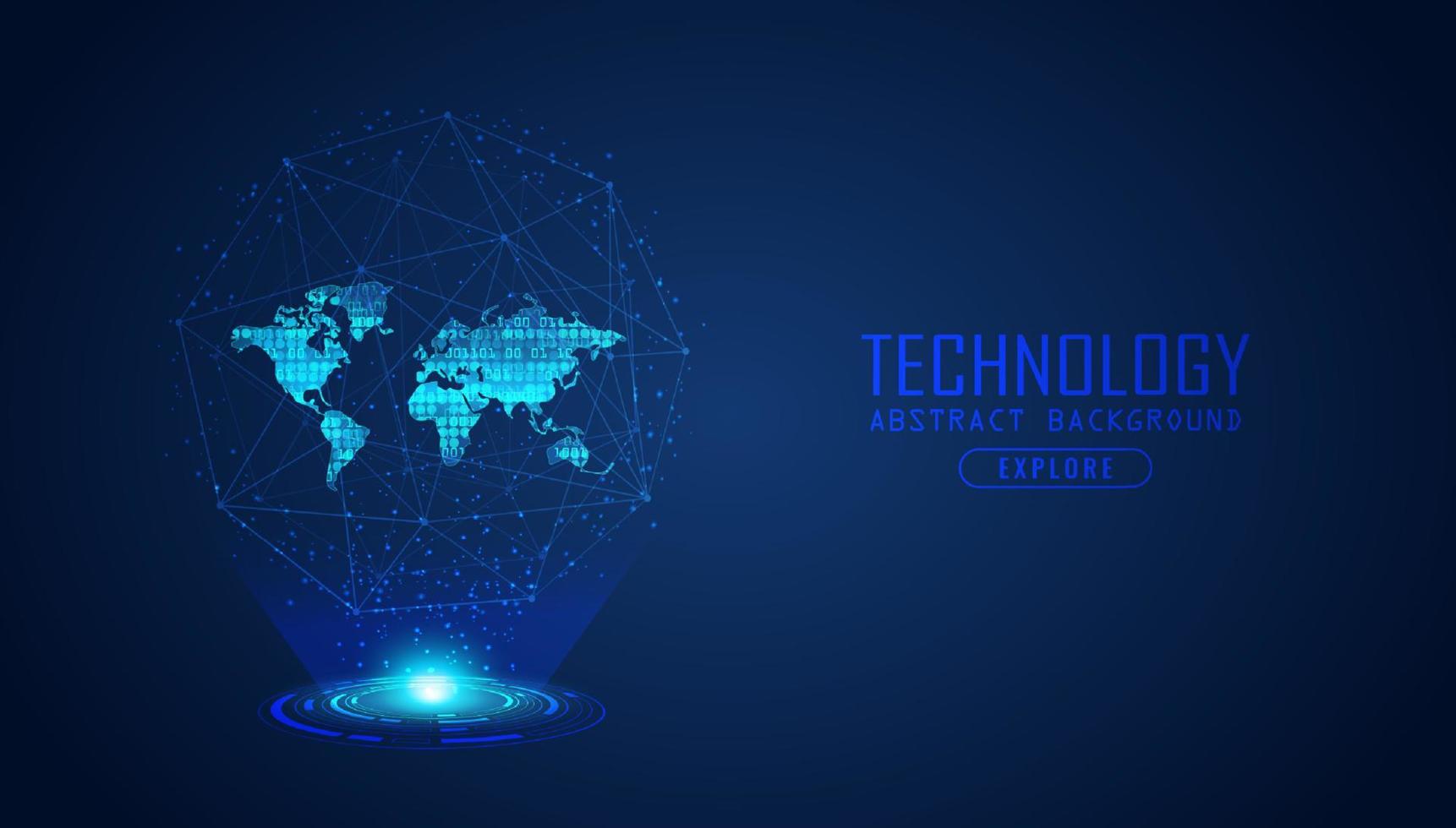 modernes Weltkarten-Hologramm auf technologischem Hintergrund vektor