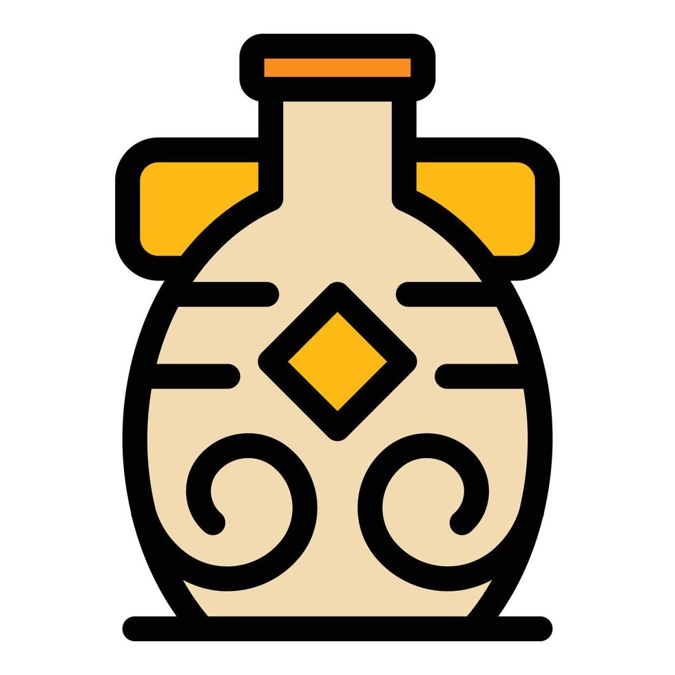 Krug Amphora Symbol Farbe Umriss Vektor