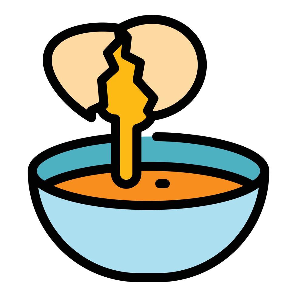 ägg skål matlagning ikon Färg översikt vektor