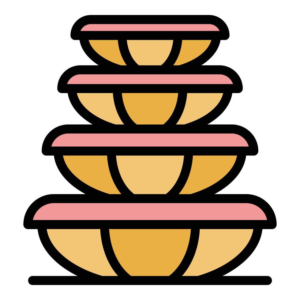 Lebensmittelbehälter aus Kunststoff Symbol Farbe Umriss Vektor