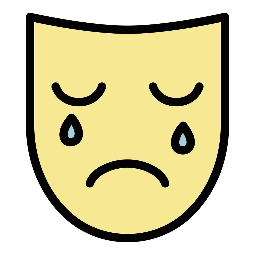 traurige Depression Maske Symbol Farbe Umriss Vektor