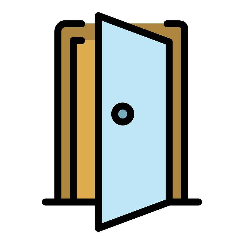 öppen dörr av de hus ikon Färg översikt vektor