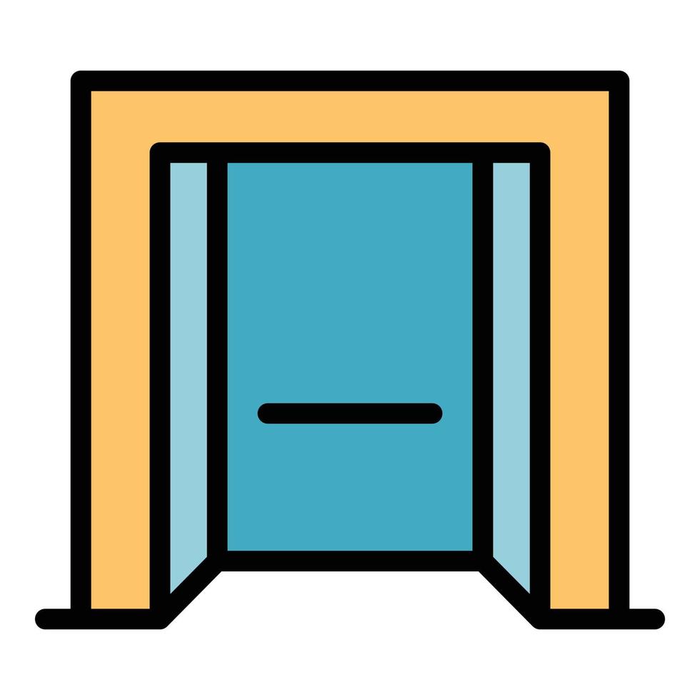 öppen hiss ikon Färg översikt vektor