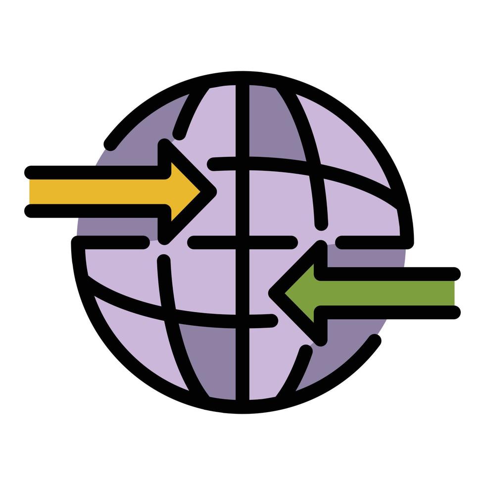 global pengar överföra ikon Färg översikt vektor