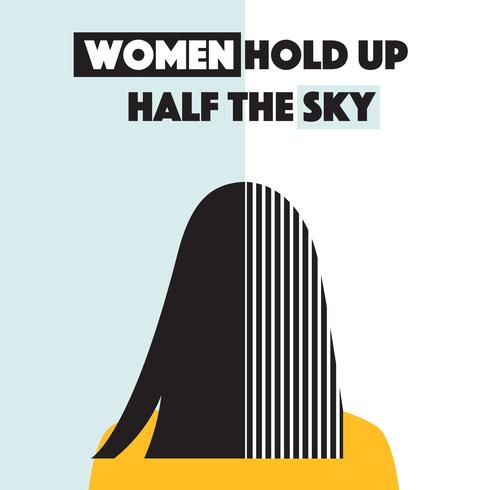 Kvinnor håller upp halva himmelvektorn vektor