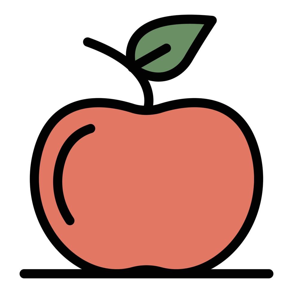 frischer Apfel Symbol Farbe Umriss Vektor