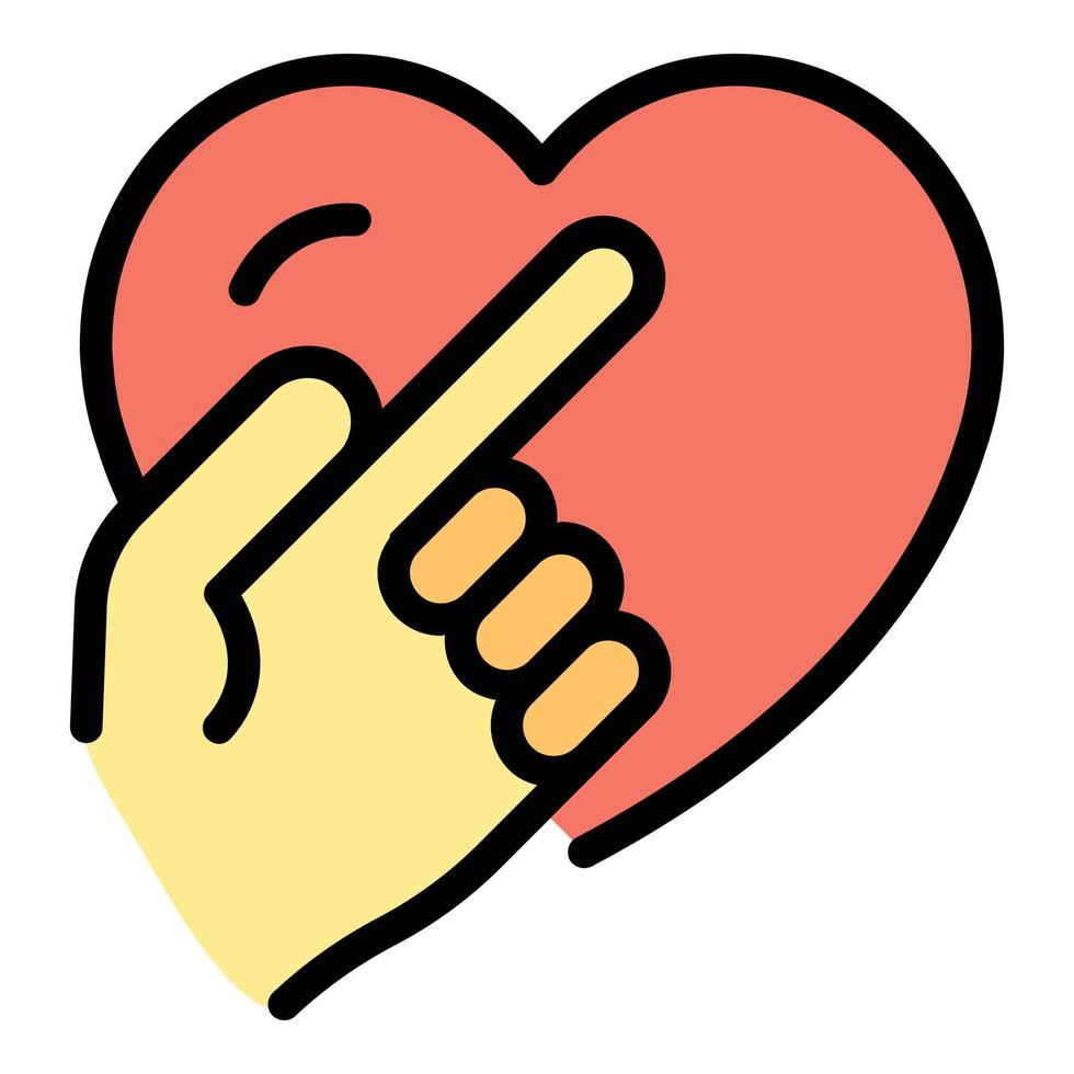 finger visa hjärta ikon Färg översikt vektor