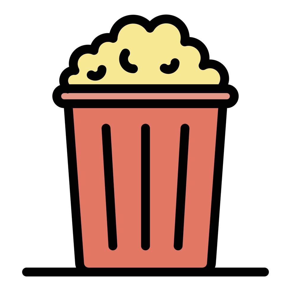 Popcorn-Korb-Symbol Farbe Umriss Vektor