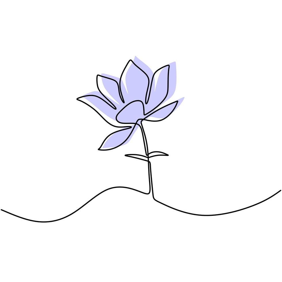 blomma lotus kontinuerlig linje vektorillustration. vacker näckros isolerad på vit bakgrund. natur vatten växt ekologi liv skönhet koncept. blommig dekoration. minimalistisk konturteckning vektor